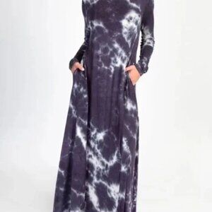 NATURAL LIFE Stevie Knit Tie-Dye Long Sleeve Maxi Dress, Size S